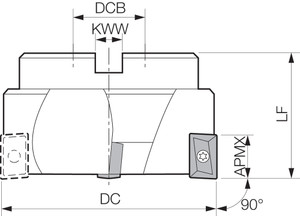 FM 300090RH Inch Bore Diameter, 90 Degree Face Mill