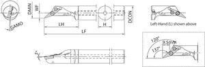 A20RSZXBL1325AE Left-Hand, Positive Rake, Boring Bar A20RSZXBL1325AE Left-Hand, Positive Rake, Boring Bar