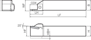 KGAR 2525M5, External Grooving Toolholder