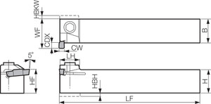 KGMSR 2525M3, External Grooving Toolholder