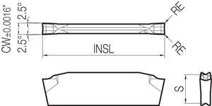 GDM 3020N003PF PR1215 Grade PVD Carbide, Indexable Cut-Off Insert