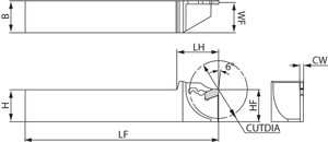KPKHL 2525M3D45, Cut-Off Toolholder KPKHL 2525M3D45, Cut-Off Toolholder