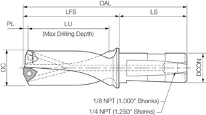 DR0515X3N, HOLESHOT Drill 0.5150" Cutting Diameter, Indexable Insert Drill