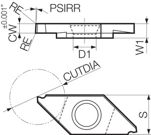 TKF 12L150S PDL025 Grade DLC Carbide, Indexable Cut-Off Insert