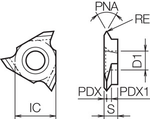 TTX 32R55015 KW10 Grade Uncoated Carbide, Indexable Threading Insert
