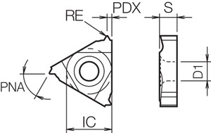 22IR 450M TC60 Grade Uncoated Cermet, Indexable Threading Insert