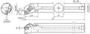A25RDSKNL1232 Left-Hand, Negative Rake, Coolant-Through Boring Bar A25RDSKNL1232 Left-Hand, Negative Rake, Coolant-Through Boring Bar