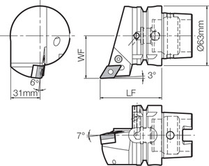 T63H PDJNR DX15 Quick Change HSK, Indexable Turning Toolholder T63H PDJNR DX15 Quick Change HSK, Indexable Turning Toolholder