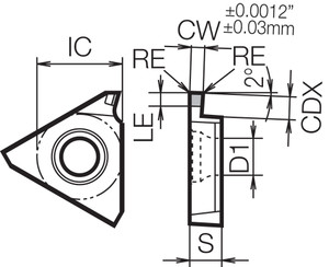 GBA 43R250010 KPD001 Grade PCD, Indexable Grooving Insert GBA 43R250010 KPD001 Grade PCD, Indexable Grooving Insert