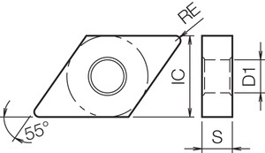 DNGA 441T00825 A65 Grade Uncoated Ceramic, Indexable Turning Insert