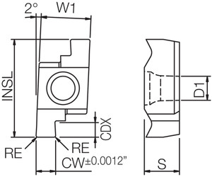 GE R430020E PR1225 Grade PVD Carbide, Indexable Grooving Insert GE R430020E PR1225 Grade PVD Carbide, Indexable Grooving Insert