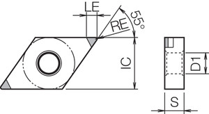 DNGA 442S00730MET KBN25M Grade CBN, Indexable Turning Insert