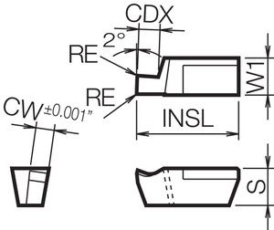 GV L200020S PR1225 Grade PVD Carbide, Indexable Grooving Insert