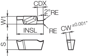 GV R200020A PR1225 Grade PVD Carbide, Indexable Grooving Insert GV R200020A PR1225 Grade PVD Carbide, Indexable Grooving Insert