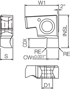 GE L100005B PR1225 Grade PVD Carbide, Indexable Grooving Insert