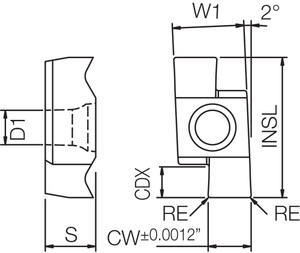 GE L100005C PR1225 Grade PVD Carbide, Indexable Grooving Insert