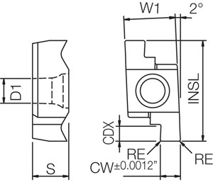 GE L200010D PR1225 Grade PVD Carbide, Indexable Grooving Insert