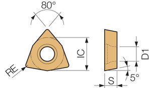 WBGW 151505L TN60 Grade Uncoated Cermet, Indexable Turning Insert