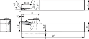 KGMR 2525M4T20, External Grooving Toolholder