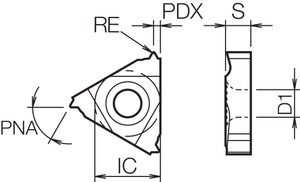 16IR 11W TC60 Grade Uncoated Cermet, Indexable Threading Insert