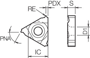 16IR 14PT TC60 Grade Uncoated Cermet, Indexable Threading Insert