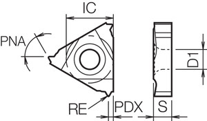 16ER 050ISO TC60 Grade Uncoated Cermet, Indexable Threading Insert