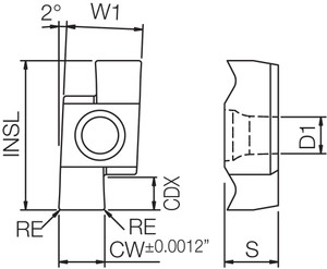 GE R330020D PR1225 Grade PVD Carbide, Indexable Grooving Insert