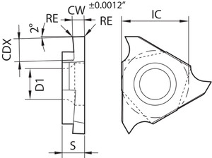 GBF 32L041N GW15 Grade Uncoated Carbide, Indexable Grooving Insert