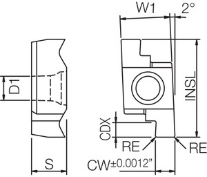GE L400020E PR1025 Grade PVD Carbide, Indexable Grooving Insert GE L400020E PR1025 Grade PVD Carbide, Indexable Grooving Insert