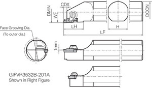 GIFVR5032B502B, Face Grooving Toolholder GIFVR5032B502B, Face Grooving Toolholder