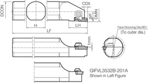 GIFVL 3532B351B, Face Grooving Toolholder GIFVL 3532B351B, Face Grooving Toolholder