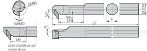 S20SSVZBR3E Right-Hand, Positive Rake, Boring Bar S20SSVZBR3E Right-Hand, Positive Rake, Boring Bar
