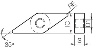 VNGA 333T00825 A65 Grade Uncoated Ceramic, Indexable Turning Insert