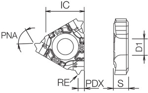 16 ER20UNTF PR1115 Grade PVD Carbide, Indexable Threading Insert