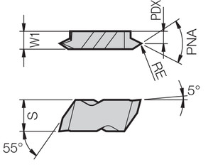 KCTK 3L TC60 Grade Uncoated Cermet, Indexable Threading Insert