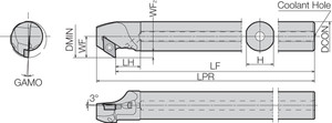 A16QSDZCR0720AE Right-Hand, Positive Rake, Coolant-Through Boring Bar A16QSDZCR0720AE Right-Hand, Positive Rake, Coolant-Through Boring Bar