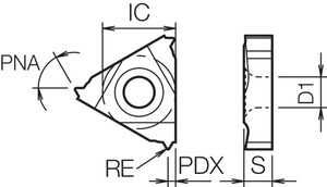16 ER16UN TC60 Grade Uncoated Cermet, Indexable Threading Insert