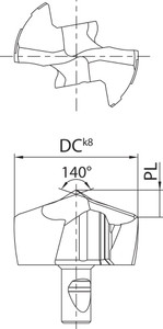 DA 0830MHQP PR1525 Grade PVD Carbide, Replaceable Drill Tip