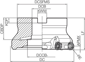 MRX 100R167T RAD-6 Series, Radius Face Mill