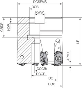 MFH 080R048T, MFH-Max, 80.00mm Cutting Diameter Maximum, High-Feed Face Mill MFH 080R048T, MFH-Max, 80.00mm Cutting Diameter Maximum, High-Feed Face Mill