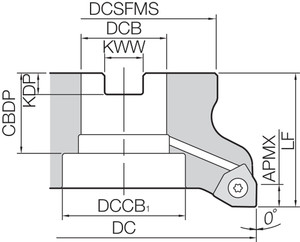 MFWN 90100R9T Inch Bore Diameter, 90 Degree Face Mill