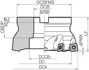 MFH 125R147TM, MFH-RAPTOR, 125.00mm Cutting Diameter, High-Feed Face Mill