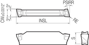 GDM 2520R010PQ15D PR1535 Grade PVD Carbide, Indexable Cut-Off Insert
