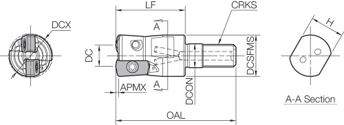 MFH 28M12035T, MFH-Mini, Modular Head, High-Feed End Mill