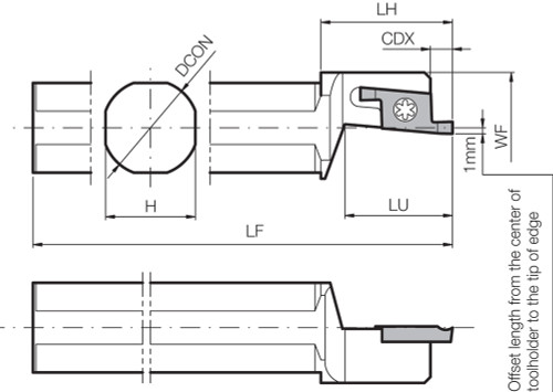 S16FSTWL15, Micro Face Grooving Toolholder