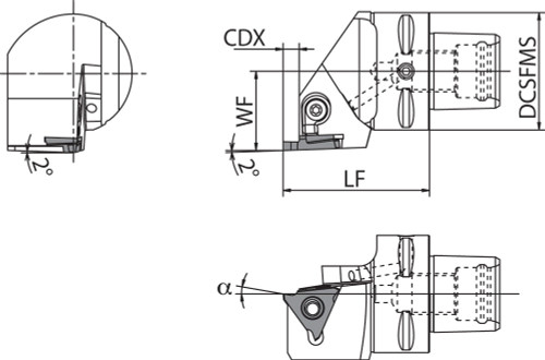 KPC3 KGBAL 220402225 Quick Change, Polygon Shank Indexable Grooving Toolholder