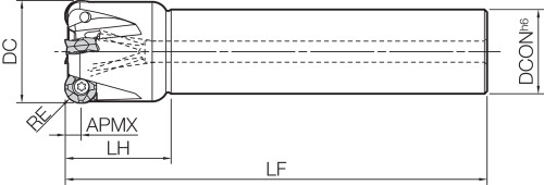 MRW 2500S150164T12 RAD-8 Series, Long Length Shank, Radius End Mill