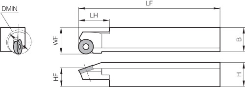 SRCPR2525B16A32 Right-Hand, Positive Rake, Square Shank Boring Bar for Bearing Machining