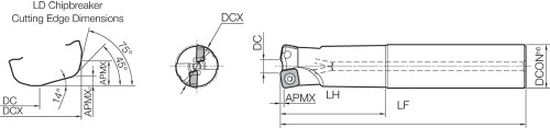 MFH 32S32102T300, MFH-RAPTOR, Extra Long Length Shank, High-Feed End Mill