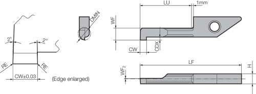 VNGR 071020 PR1225 Grade PVD Carbide, Micro Internal Grooving Bar